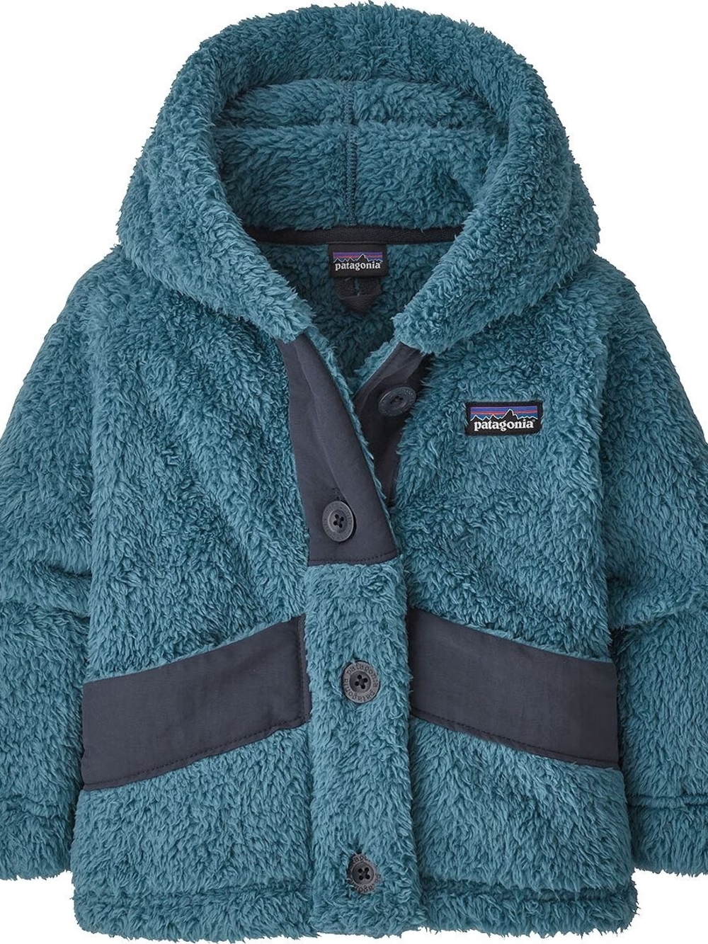 Patagonia Los Gatos Button Up Hoody Teal Plush Sherpa with Dark Slate Trim 4T
